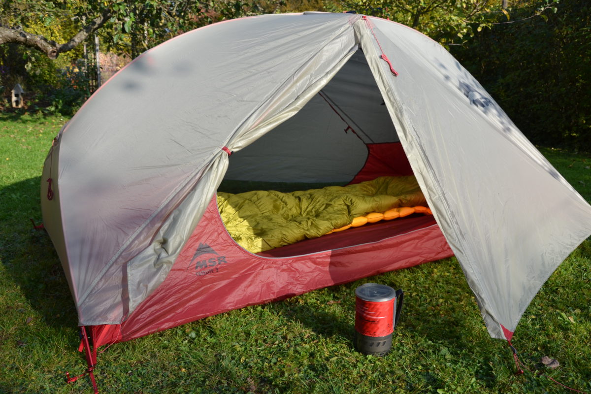 Gemütliches Nachtlager für laue Nächte: MSR Freelite II, SeaToSummit Ultralight Mat und Cumulus LiteLine 200