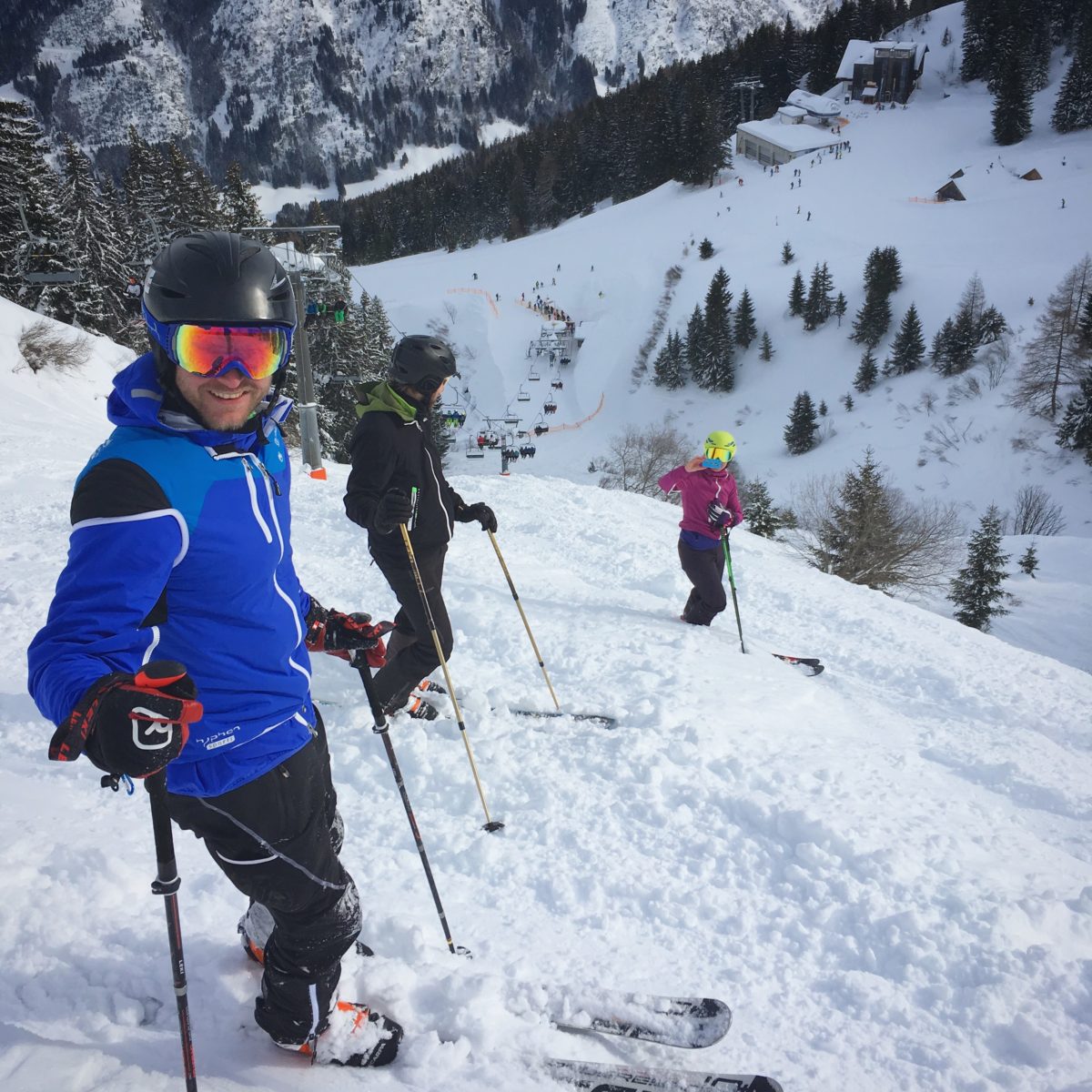 Ab ins freie Gelände der Riesneralm: Auch mit Telemarkski ein Genuss