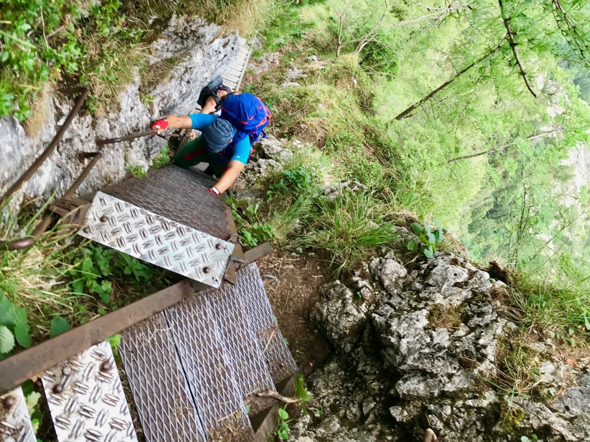 Die letzte Leiter im Wasserfallweg-Klettersteig